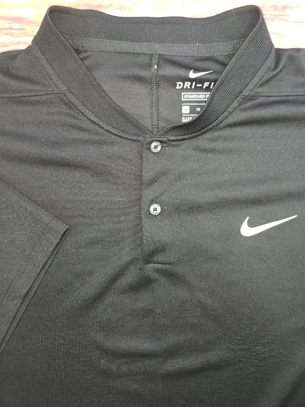 Nike Dri-Fit Mens Standard Fit Black Polo XL - Baseball Collar
